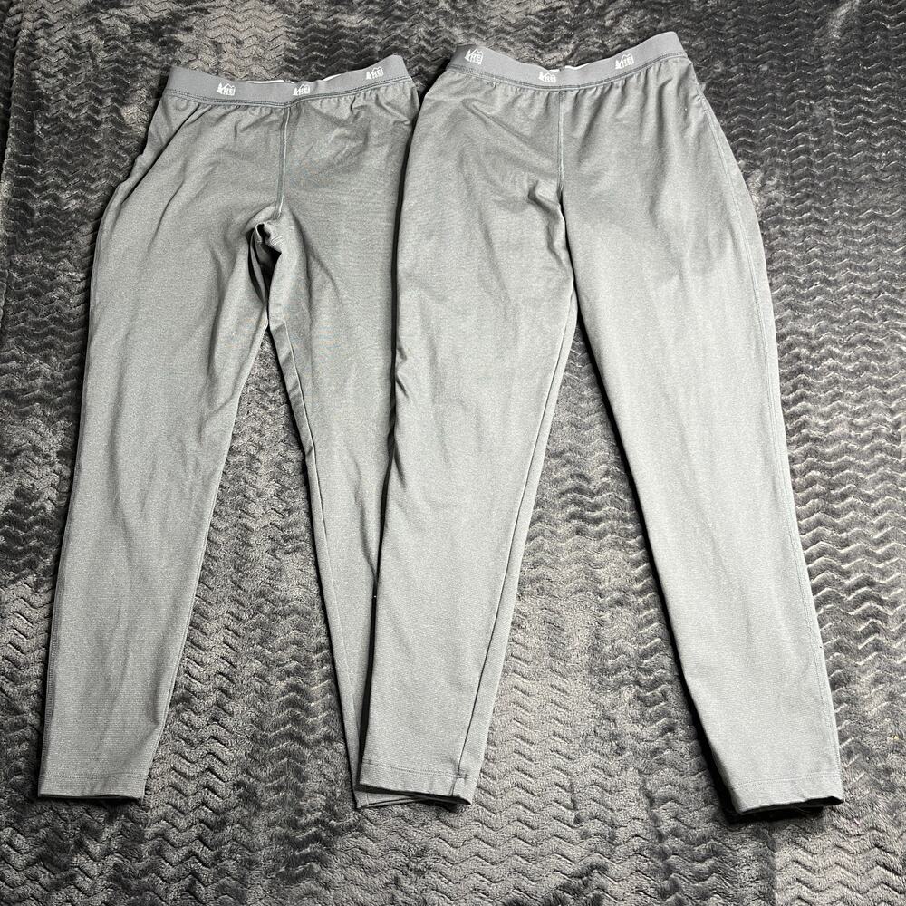 x2 REI Co Op Kids Midweight Base Layer Bottoms Size M Gray